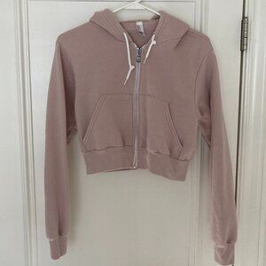 American Apparel Cropped Fleece Zip Hoodie blush pink